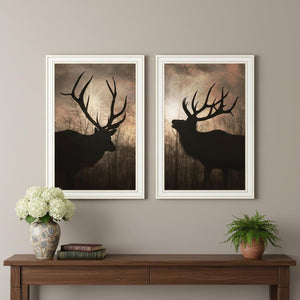 HomeRoots Set of Two Elk at Sunrise Framed Wall Art – Elegant Nature Prints for Modern Rustic Decor 568621