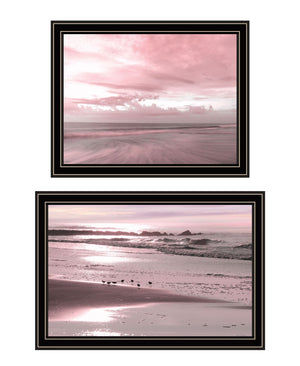 HomeRoots Set of Two "Yes Believe It. Pink Beach Sand" Framed Wall Art Prints for Modern Coastal Decor 568622