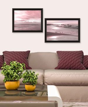 HomeRoots Set of Two "Yes Believe It. Pink Beach Sand" Framed Wall Art Prints for Modern Coastal Decor 568622