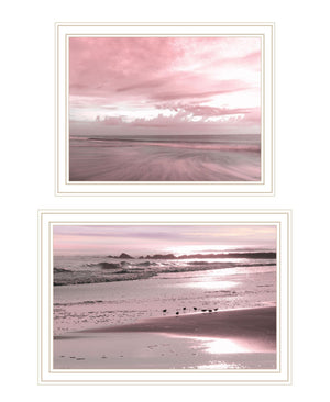 HomeRoots Set of Two "Yes Believe It! Pink Beach Sand" Framed Art Prints - Modern Coastal Wall Décor 568623