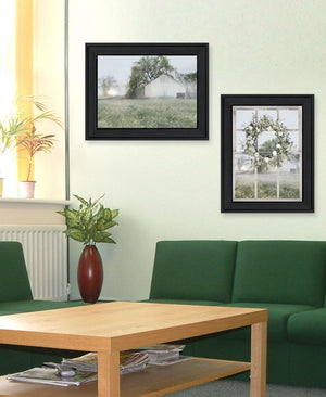 HomeRoots Set of Two Green Country Morning Framed Wall Art Prints - Elegant Decor for Any Room 568624