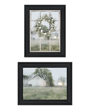 HomeRoots Set of Two Green Country Morning Framed Wall Art Prints - Elegant Decor for Any Room 568624