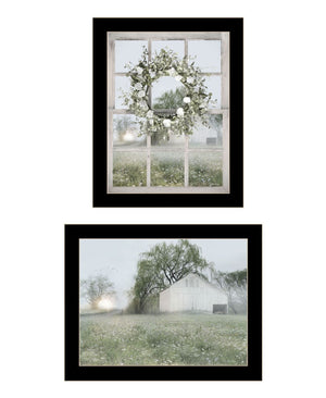 HomeRoots Set of Two Framed Country Morning Prints - Elegant Green Art for Modern Farmhouse Décor 568625