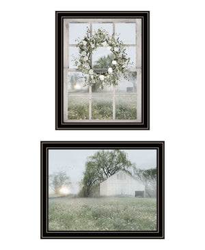 HomeRoots Set of Two Charming Green Country Morning Framed Prints – Stylish Art for Home & Office Decor 568626