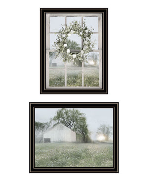 HomeRoots Set of Two Charming Green Country Morning Framed Prints – Stylish Art for Home & Office Decor 568626