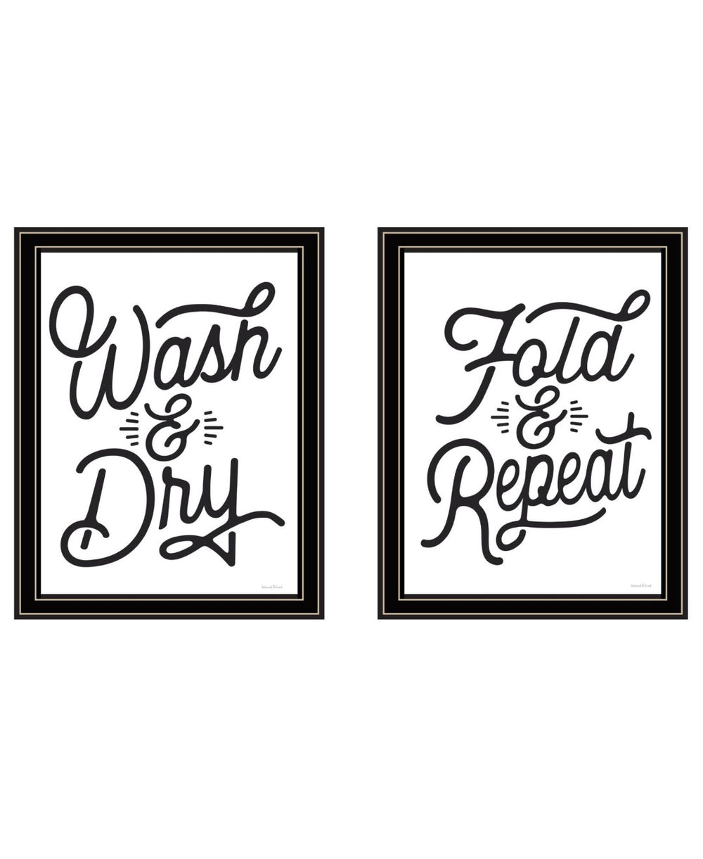 HomeRoots Set of Two "Laundry Collection" Modern Black Framed Wall Art Prints for Stylish Home Décor 568631
