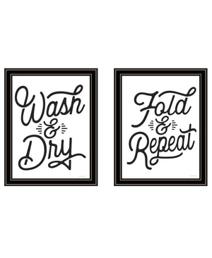 HomeRoots Set of Two "Laundry Collection" Modern Black Framed Wall Art Prints for Stylish Home Décor 568631