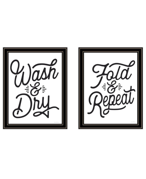 HomeRoots Set of Two "Laundry Collection" Modern Black Framed Wall Art Prints for Stylish Home Décor 568631