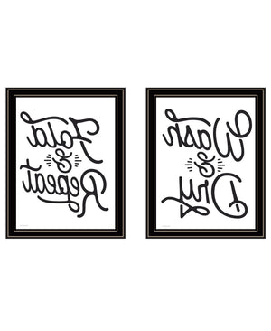 HomeRoots Set of Two "Laundry Collection" Modern Black Framed Wall Art Prints for Stylish Home Décor 568631