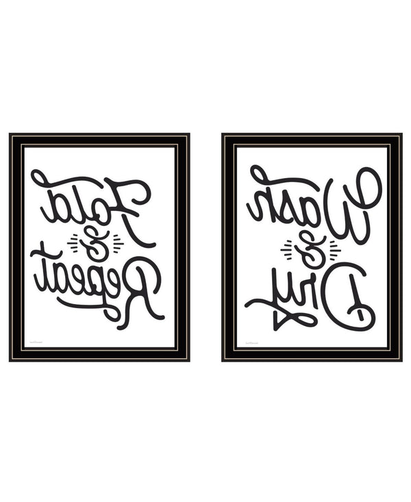 HomeRoots Set of Two "Laundry Collection" Modern Black Framed Wall Art Prints for Stylish Home Décor 568631