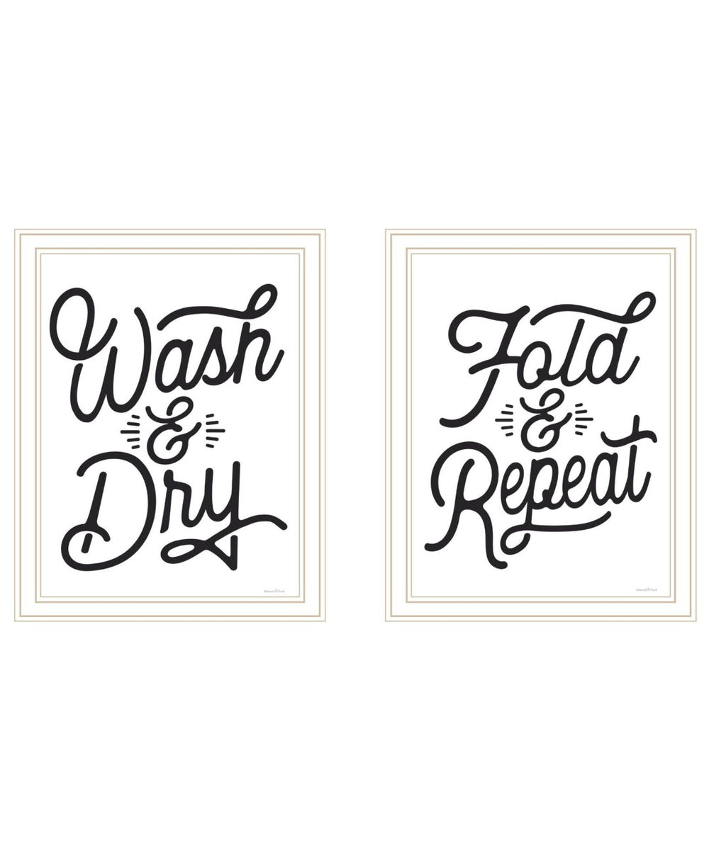 HomeRoots Set of Two Framed Laundry Wall Art Prints - Charming White Decor for a Stylish Laundry Room Space 568632