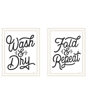 HomeRoots Set of Two Framed Laundry Wall Art Prints - Charming White Decor for a Stylish Laundry Room Space 568632