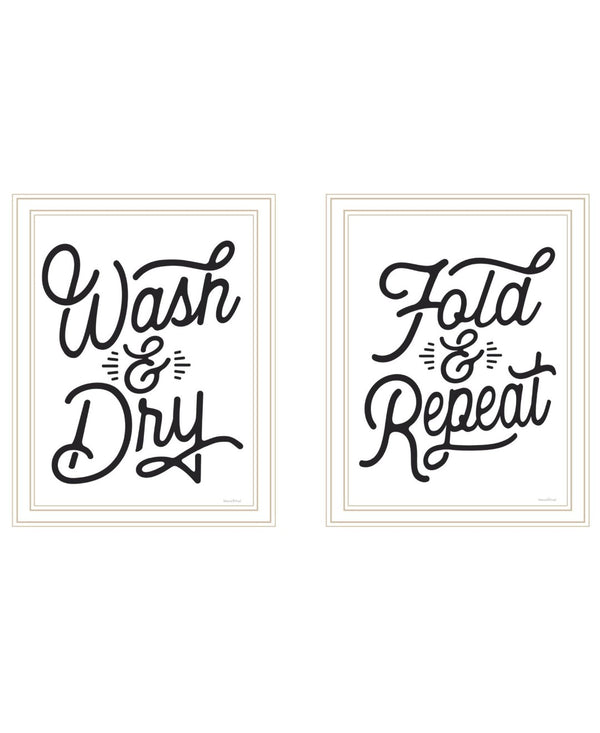 HomeRoots Set of Two Framed Laundry Wall Art Prints - Charming White Decor for a Stylish Laundry Room Space 568632