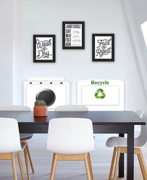 HomeRoots Set of Three Stylish Laundry Room Wall Art Prints in Black Frames – Transform Your Space Today! 568633