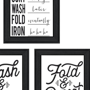 HomeRoots Set of Three Stylish Laundry Room Wall Art Prints in Black Frames – Transform Your Space Today! 568633