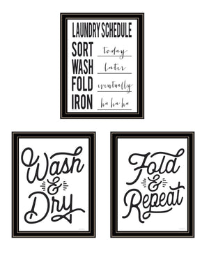 HomeRoots Set of Three Framed Laundry Prints - Modern Wall Art for a Stylish Laundry Room Makeover! 568634
