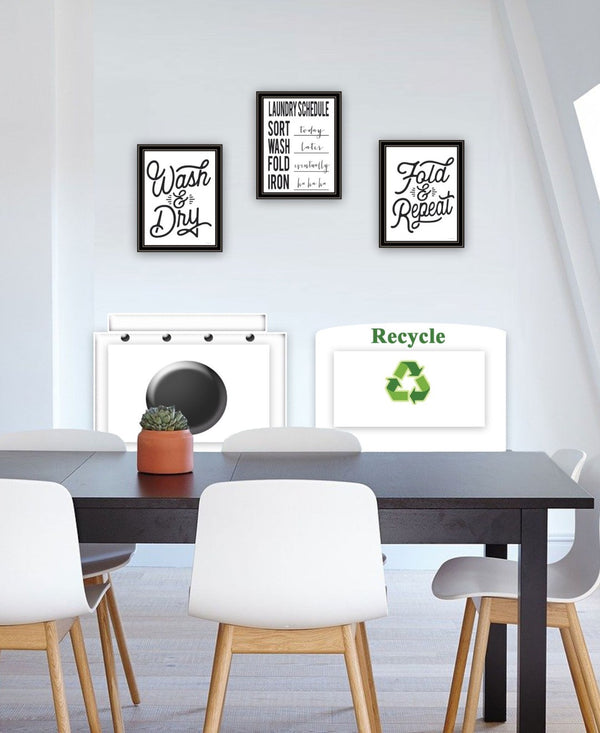 HomeRoots Set of Three Framed Laundry Prints - Modern Wall Art for a Stylish Laundry Room Makeover! 568634
