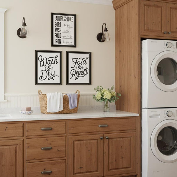 HomeRoots Set of Three Framed Laundry Prints - Modern Wall Art for a Stylish Laundry Room Makeover! 568634