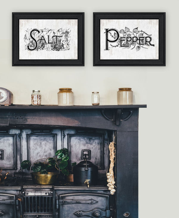 HomeRoots Set of Two Framed Kitchen Wall Art - "Seasoned with Love" Prints for Stylish Home Décor 568636