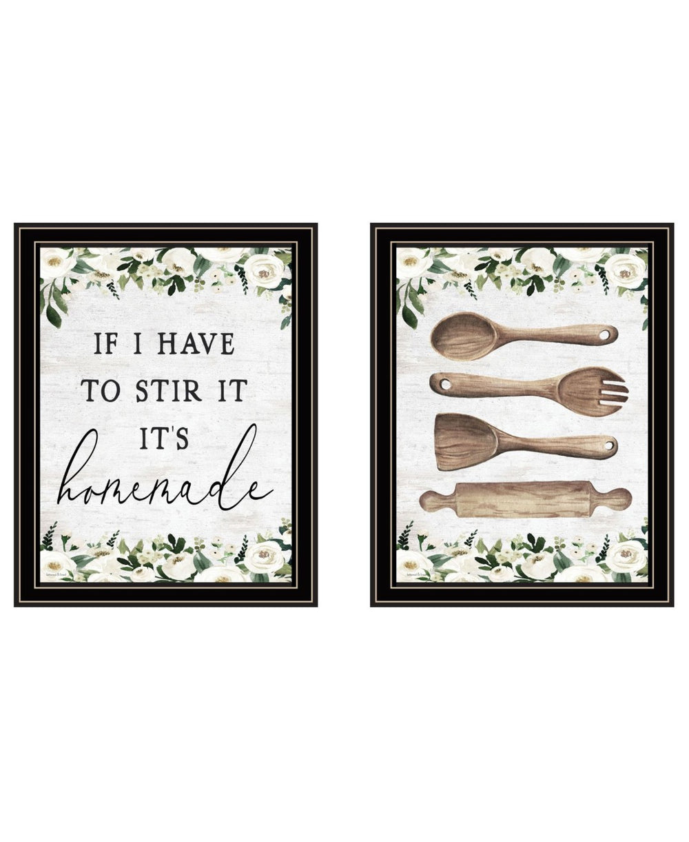 HomeRoots Set of Two Framed Kitchen Wall Art Prints - Contemporary Black Frames for Stylish Home Decor 568640