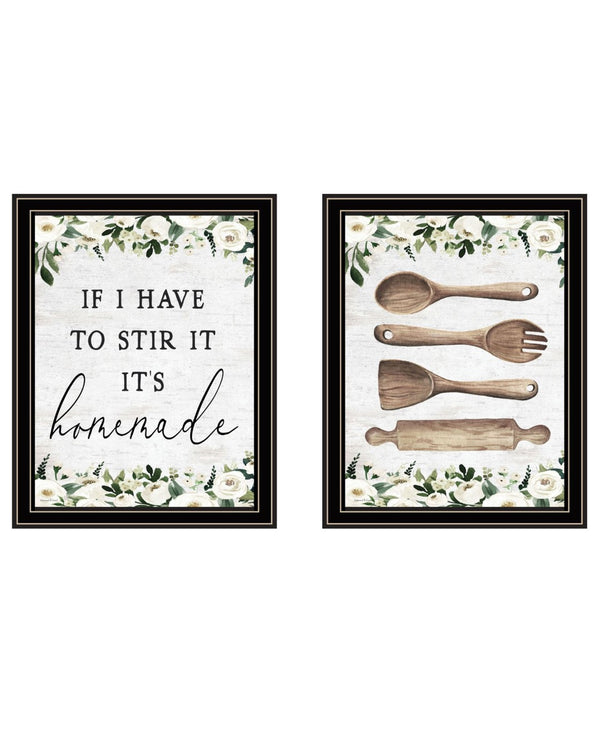 HomeRoots Set of Two Framed Kitchen Wall Art Prints - Contemporary Black Frames for Stylish Home Decor 568640