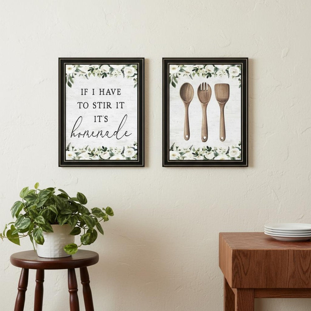 HomeRoots Set of Two Framed Kitchen Wall Art Prints - Contemporary Black Frames for Stylish Home Decor 568640