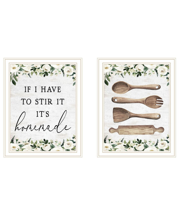 HomeRoots Set of Two Stylish White Framed Kitchen Wall Art Prints – Modern Decor for Dining Spaces & More 568641