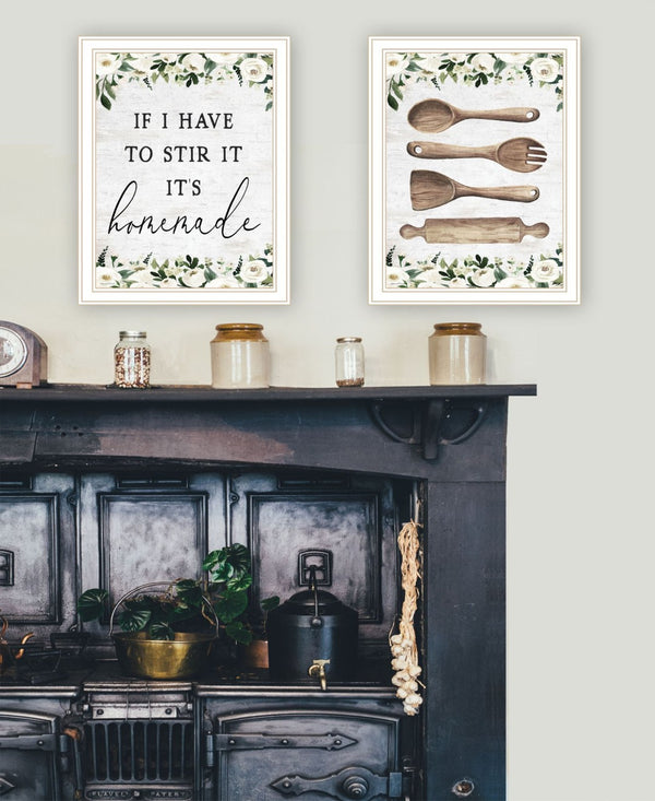 HomeRoots Set of Two Stylish White Framed Kitchen Wall Art Prints – Modern Decor for Dining Spaces & More 568641