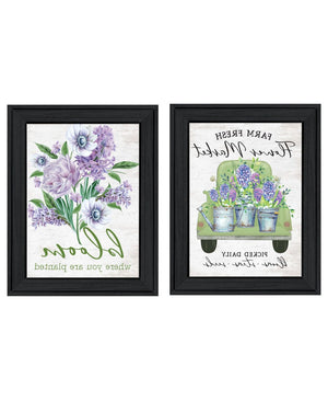 HomeRoots Set Of Two Bloom Where You Are Planted Black Framed Wall Art - Stylish Decor for Any Room 568642
