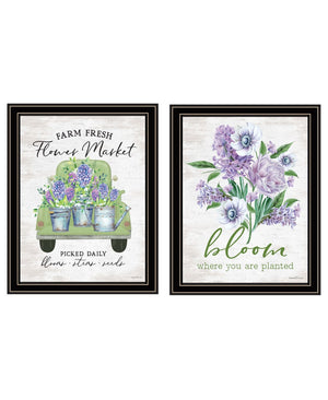 HomeRoots Set of Two Inspirational Bloom Where You Are Planted Framed Wall Art for Elegant Home Decor 568643
