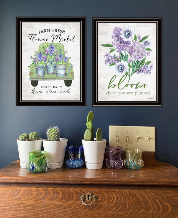 HomeRoots Set of Two Inspirational Bloom Where You Are Planted Framed Wall Art for Elegant Home Decor 568643