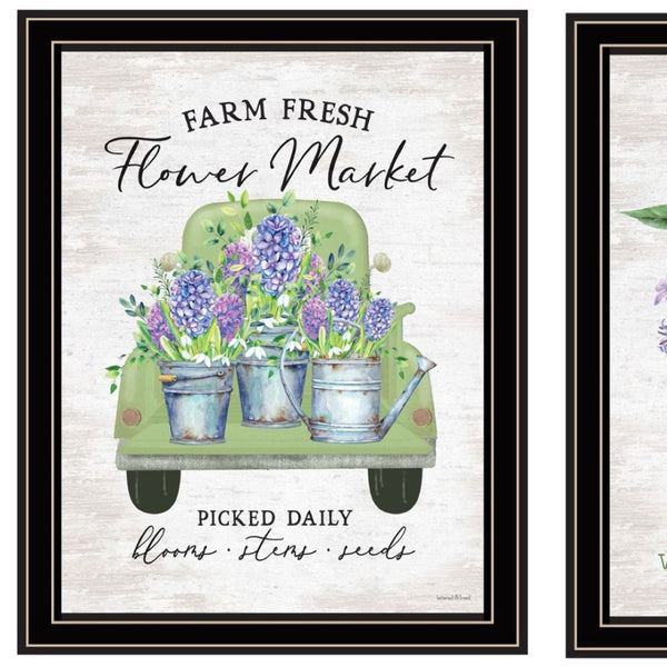 HomeRoots Set of Two Inspirational Bloom Where You Are Planted Framed Wall Art for Elegant Home Decor 568643