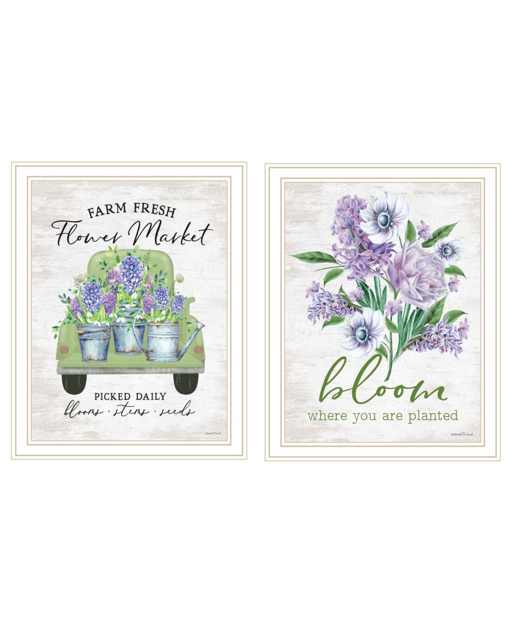 HomeRoots Set of Two Framed Botanical Wall Art - "Bloom Where You Are Planted" - Modern Home Décor Accent 568644