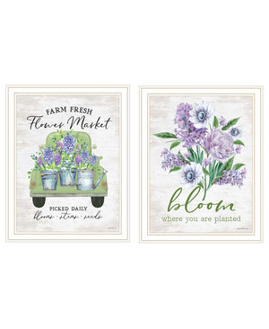 HomeRoots Set of Two Framed Botanical Wall Art - "Bloom Where You Are Planted" - Modern Home Décor Accent 568644