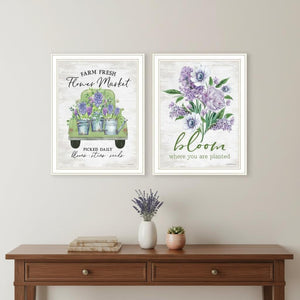 HomeRoots Set of Two Framed Botanical Wall Art - "Bloom Where You Are Planted" - Modern Home Décor Accent 568644