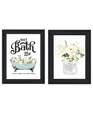 HomeRoots Set of Two Framed Hot Bath & Homemade Soap Prints - Modern Bathroom Wall Art for Chic Decor 568645