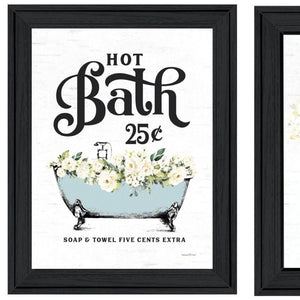 HomeRoots Set of Two Framed Hot Bath & Homemade Soap Prints - Modern Bathroom Wall Art for Chic Decor 568645