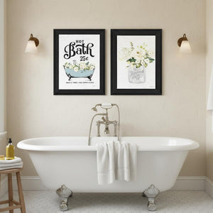 HomeRoots Set of Two Framed Hot Bath & Homemade Soap Prints - Modern Bathroom Wall Art for Chic Decor 568645