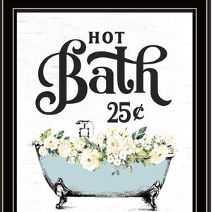 HomeRoots Set of Two Elegant Black Framed Bathroom Wall Art Prints Featuring Spa-Themed Hot Bath & Soap Decor 568646