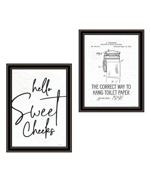HomeRoots Set of Two Humorous Framed Bathroom Wall Art - Stylish Black Decor for a Fun Touch in Any Space 568648