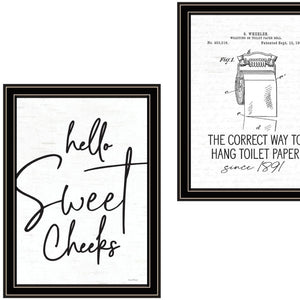 HomeRoots Set of Two Humorous Framed Bathroom Wall Art - Stylish Black Decor for a Fun Touch in Any Space 568648