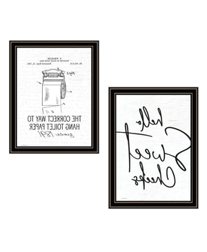 HomeRoots Set of Two Humorous Framed Bathroom Wall Art - Stylish Black Decor for a Fun Touch in Any Space 568648