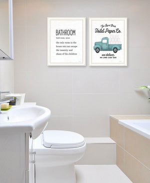 HomeRoots Set Of Two Royal Flush Framed Bathroom Art Prints - Whimsical Wall Decor for Stylish Spaces 568651