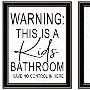 HomeRoots Set of Two Stylish Black Framed Bathroom Wall Art Prints - Modern Decor for Any Space! 568652