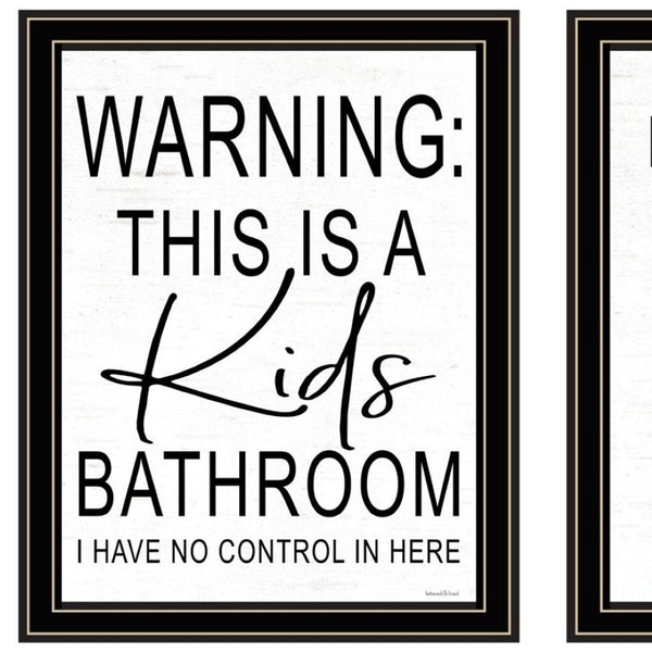 HomeRoots Set of Two Stylish Black Framed Bathroom Wall Art Prints - Modern Decor for Any Space! 568652