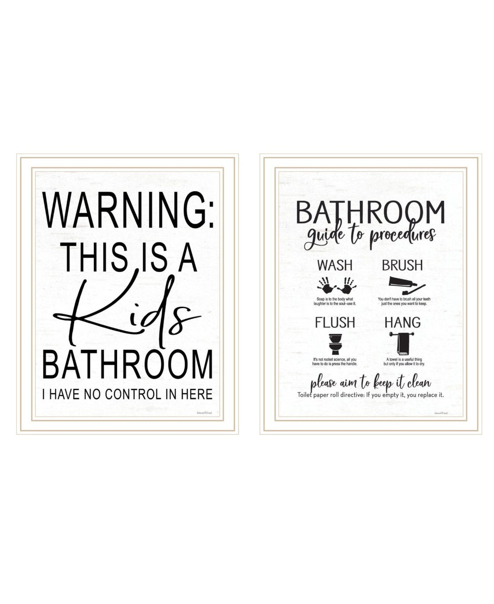 HomeRoots Set of Two Framed Bathroom Art Prints – Stylish Acrylic Wall Decor for Modern Spaces & Easy Hanging 568653