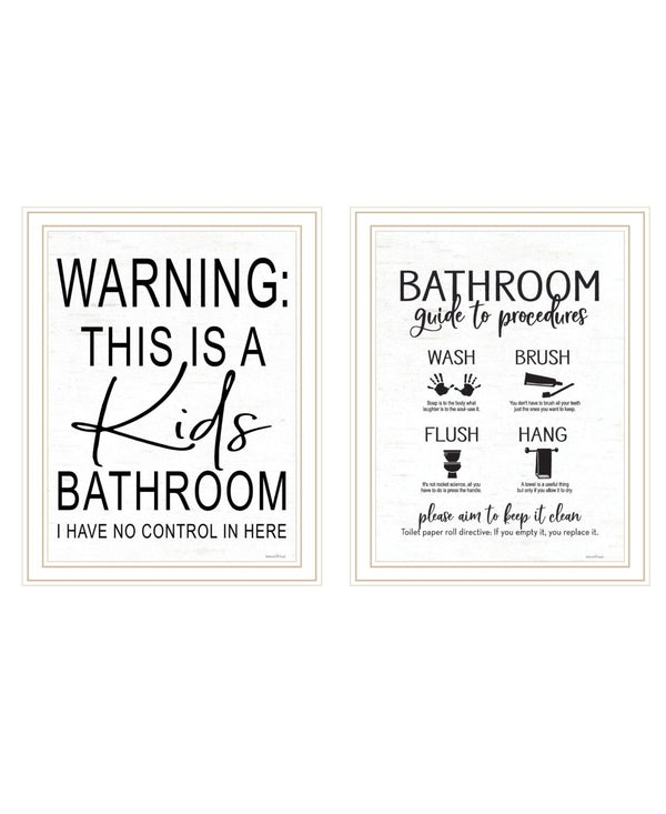 HomeRoots Set of Two Framed Bathroom Art Prints – Stylish Acrylic Wall Decor for Modern Spaces & Easy Hanging 568653
