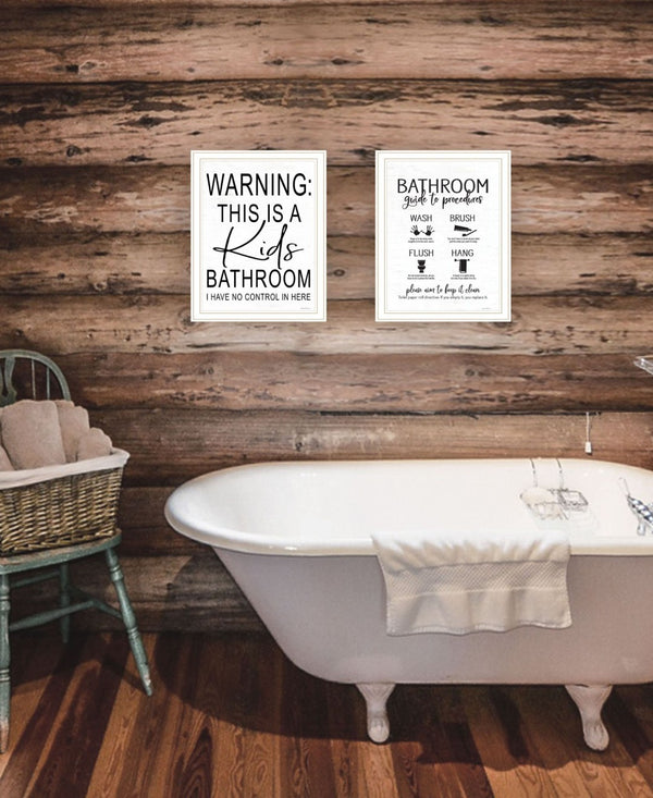 HomeRoots Set of Two Framed Bathroom Art Prints – Stylish Acrylic Wall Decor for Modern Spaces & Easy Hanging 568653
