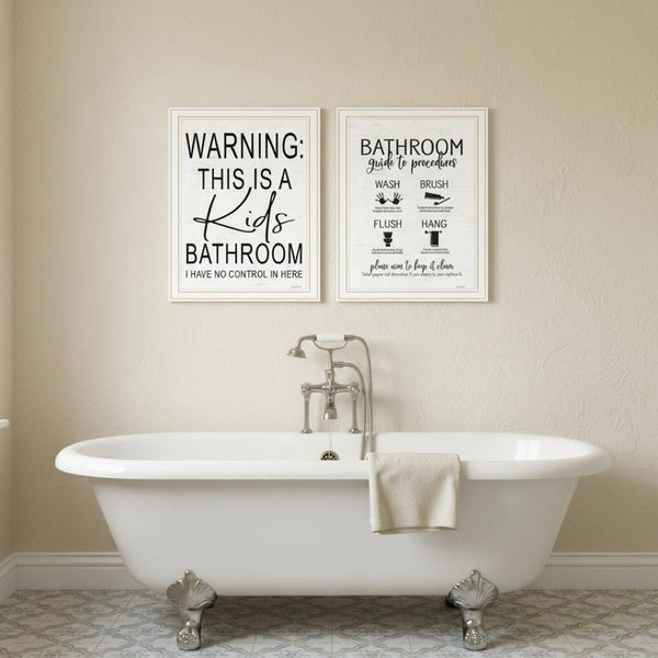 HomeRoots Set of Two Framed Bathroom Art Prints – Stylish Acrylic Wall Decor for Modern Spaces & Easy Hanging 568653