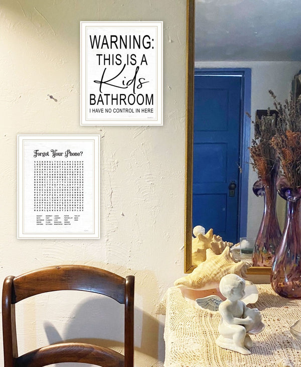 HomeRoots Set of Two Playful Framed Wall Art for Kids' Bathroom – Modern Decor to Brighten Any Space! 568655